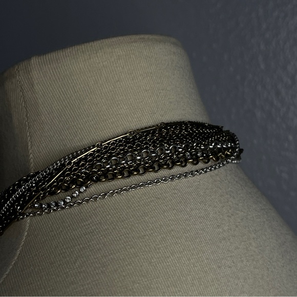 Fossil Luv Story Multi Strand Mixed Metal Crystal Locket Heart Necklace Eclectic - Picture 4 of 8